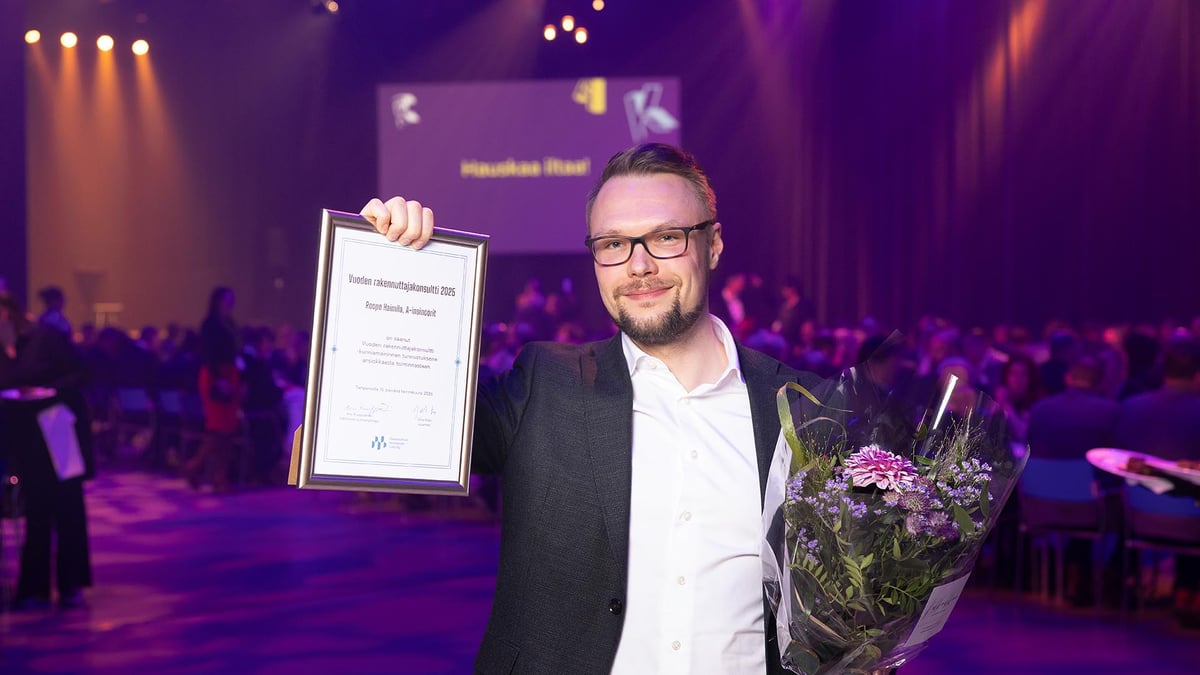 Rakennuttajatoimistojen Liitto on valinnut Vuoden rakennuttajakonsultiksi 2025 A-Insinöörien projektijohtaja Roope Haimilan. 